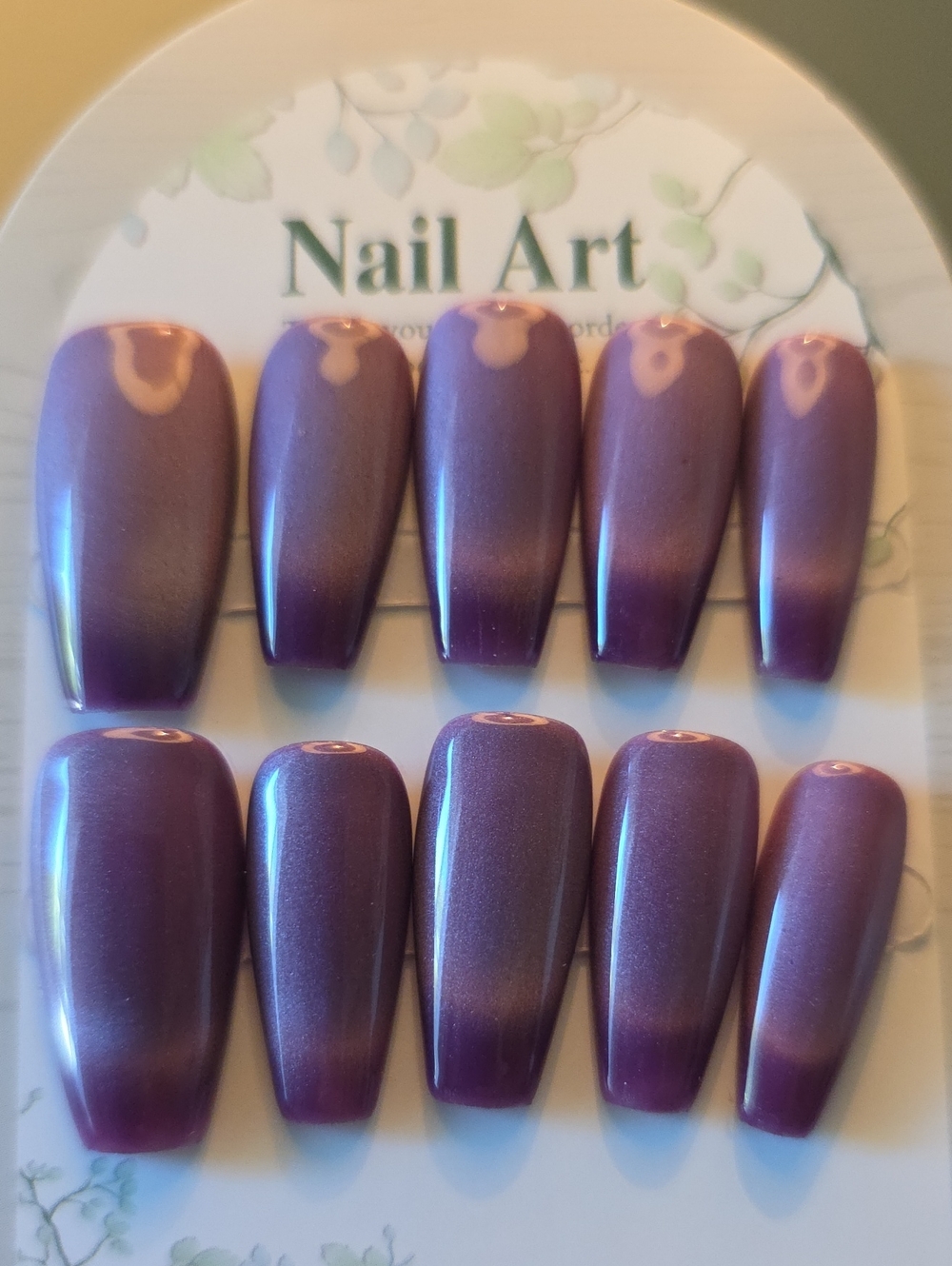 Nail Art Press-On Nails in Shimmery Purple Size Large
